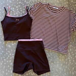 Fancy Women's Pink and brown Striped Set